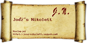 Joós Nikolett névjegykártya