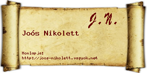 Joós Nikolett névjegykártya
